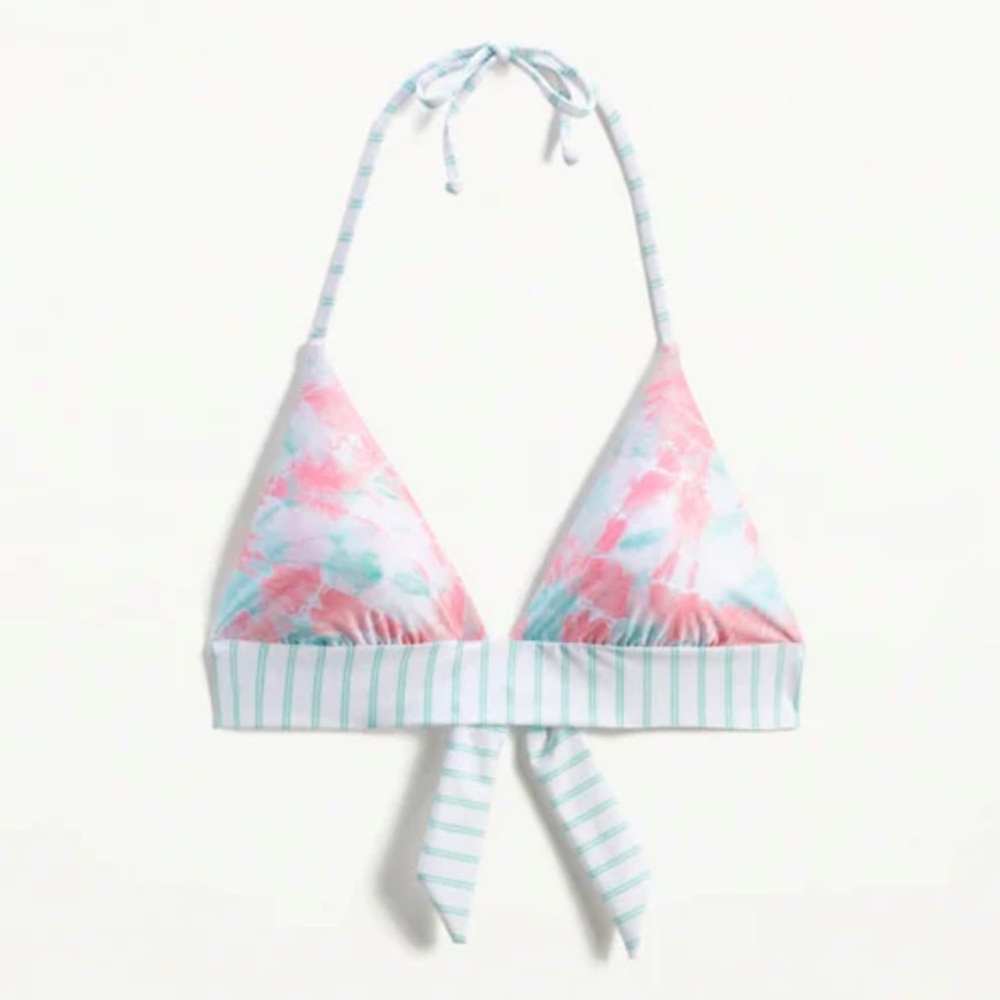 Splendid Bellini Reversible Halter Bra Bikini Top Sz S NWT Tie Dye & Stripes